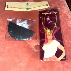 Choker, head wrap and earrings